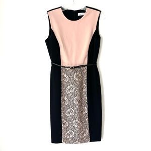 Calvin Klein Professional Pink and Black Pencil Midi Dress